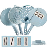 8-in-1 Mandoline Vegetable Slicer & Grater Set with Strainer – Onion, Carrot, Potato Cutter, Peeler & Egg Separator
