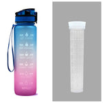 1L Motivational Tritan Water Bottle with Time Marker – Leakproof, BPA-Free, Bounce Cover, Fruit Infuser | Fitness, Gym, Sports
