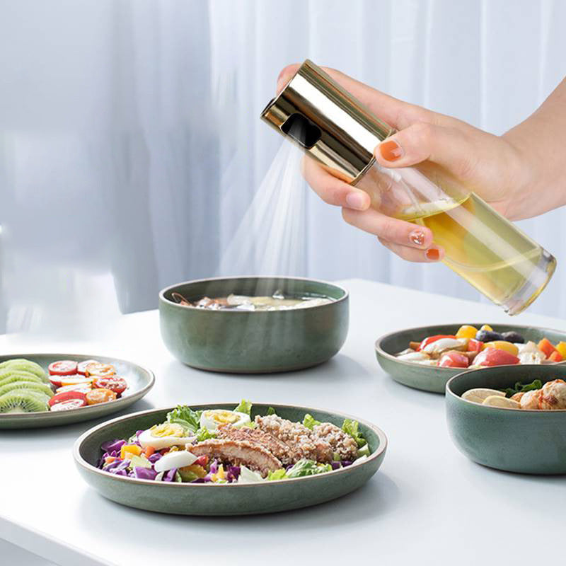 BBQ Oil & Vinegar Spray Bottle - Leakproof Push Pump Kitchen Cooking Sprayer for Healthy BBQ & Cooking