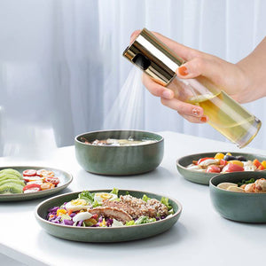BBQ Oil & Vinegar Spray Bottle - Leakproof Push Pump Kitchen Cooking Sprayer for Healthy BBQ & Cooking