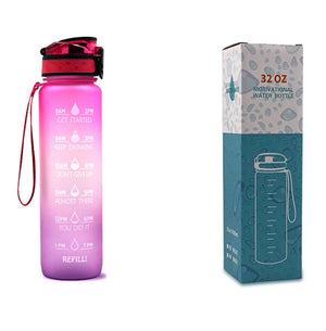 1L Motivational Tritan Water Bottle with Time Marker – Leakproof, BPA-Free, Bounce Cover, Fruit Infuser | Fitness, Gym, Sports