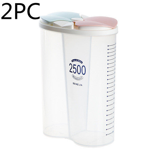 Multi-Grain Dry Food Storage Container with Grids – 1.5L & 2.5L Transparent Plastic Cereal Box with Lid & Pour Spout
