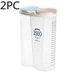Multi-Grain Dry Food Storage Container with Grids – 1.5L & 2.5L Transparent Plastic Cereal Box with Lid & Pour Spout