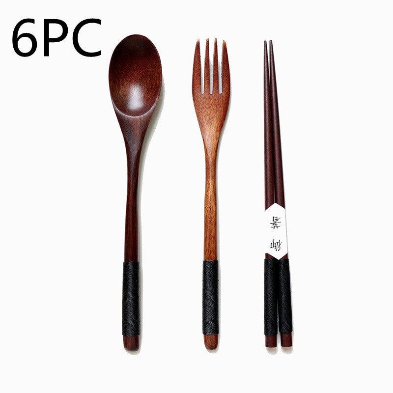 Natural Wooden Spoon & Fork Set Eco-Friendly Ironwood & Nanmu Cooking Utensils for Kitchen Use