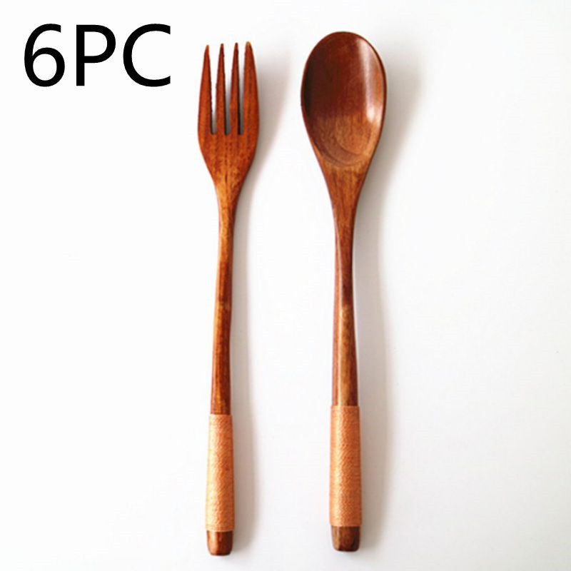 Natural Wooden Spoon & Fork Set Eco-Friendly Ironwood & Nanmu Cooking Utensils for Kitchen Use