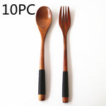Natural Wooden Spoon & Fork Set Eco-Friendly Ironwood & Nanmu Cooking Utensils for Kitchen Use