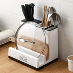 Kitchen Tableware & Knife Storage Rack Plastic Desktop Organizer, Large Capacity & Space-Saving Holder