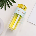Glass Water Bottle with Tea Infuser – Double Wall, Leakproof, Heat-Resistant, Tea Separation Design | 400–450ML Travel Cup
