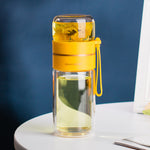 Glass Water Bottle with Tea Infuser – Double Wall, Leakproof, Heat-Resistant, Tea Separation Design | 400–450ML Travel Cup