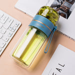 Glass Water Bottle with Tea Infuser – Double Wall, Leakproof, Heat-Resistant, Tea Separation Design | 400–450ML Travel Cup