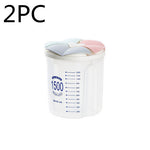Multi-Grain Dry Food Storage Container with Grids – 1.5L & 2.5L Transparent Plastic Cereal Box with Lid & Pour Spout