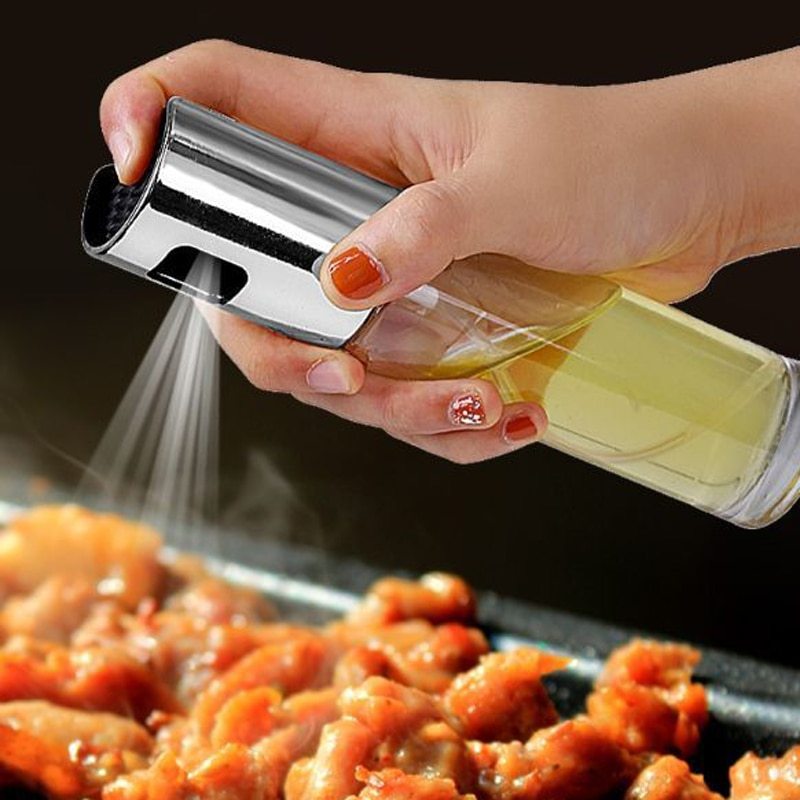 BBQ Oil & Vinegar Spray Bottle - Leakproof Push Pump Kitchen Cooking Sprayer for Healthy BBQ & Cooking