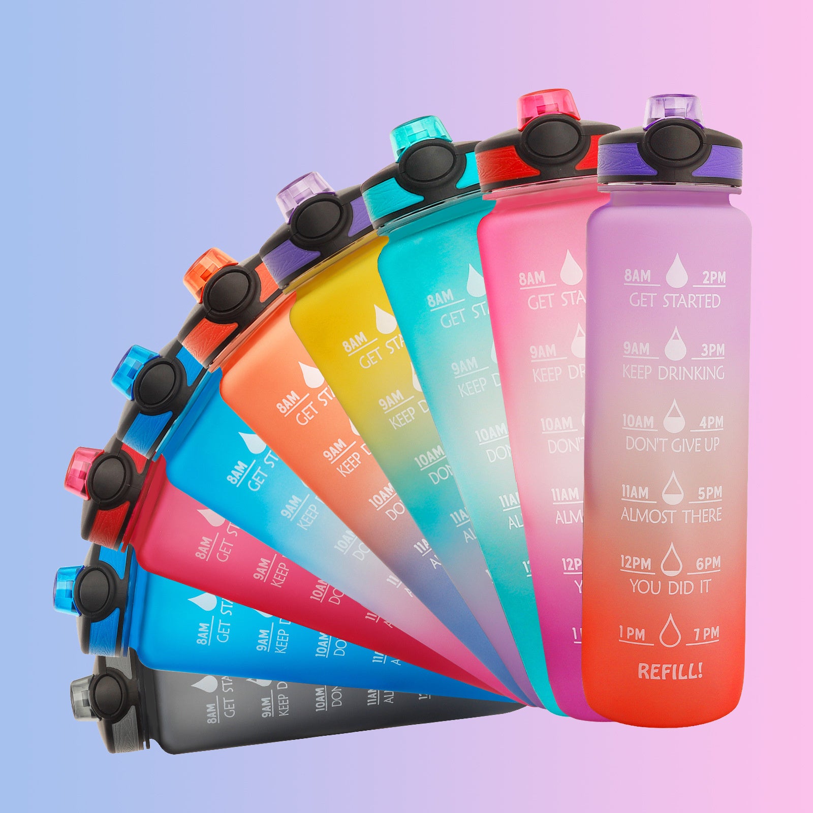 1L Motivational Tritan Water Bottle with Time Marker – Leakproof, BPA-Free, Bounce Cover, Fruit Infuser | Fitness, Gym, Sports