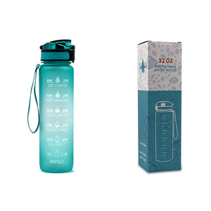 1L Motivational Tritan Water Bottle with Time Marker – Leakproof, BPA-Free, Bounce Cover, Fruit Infuser | Fitness, Gym, Sports