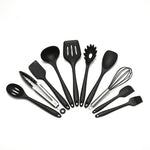 10PCS Non Stick Silicone Baking Utensils Set Black | Heat Resistant Kitchen Cooking Tools | Modern Silicone Cookware