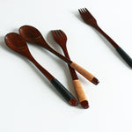 Natural Wooden Spoon & Fork Set Eco-Friendly Ironwood & Nanmu Cooking Utensils for Kitchen Use