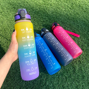 1L Motivational Tritan Water Bottle with Time Marker – Leakproof, BPA-Free, Bounce Cover, Fruit Infuser | Fitness, Gym, Sports