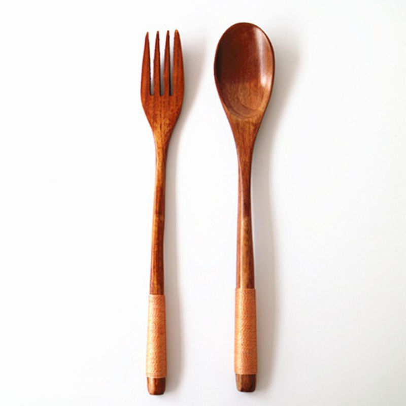 Natural Wooden Spoon & Fork Set Eco-Friendly Ironwood & Nanmu Cooking Utensils for Kitchen Use
