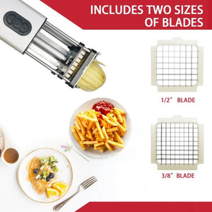 Electric French Fry Cutter with Stainless Steel Blades – Potato, Carrot, Vegetable Slicer for Home & Commercial Use