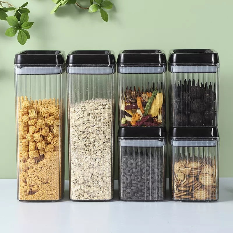 6PC Airtight Food Storage Container Set – BPA-Free Plastic Kitchen Jars with Lids – 1.5L & 3.3L