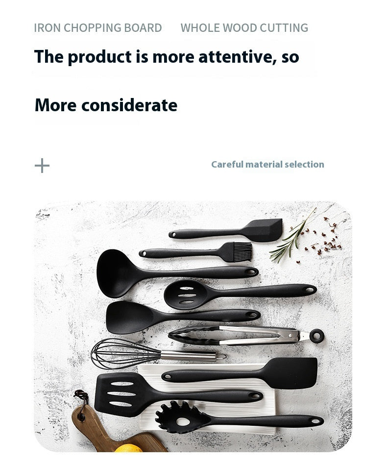 10PCS Non Stick Silicone Baking Utensils Set Black | Heat Resistant Kitchen Cooking Tools | Modern Silicone Cookware