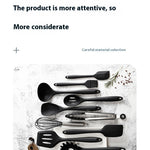10PCS Non Stick Silicone Baking Utensils Set Black | Heat Resistant Kitchen Cooking Tools | Modern Silicone Cookware