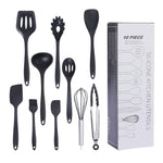 10PCS Non Stick Silicone Baking Utensils Set Black | Heat Resistant Kitchen Cooking Tools | Modern Silicone Cookware