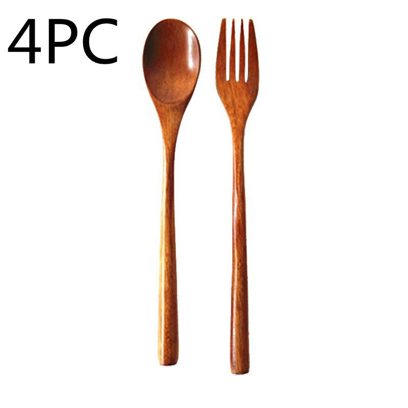 Natural Wooden Spoon & Fork Set Eco-Friendly Ironwood & Nanmu Cooking Utensils for Kitchen Use