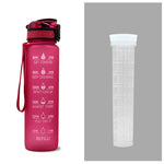 1L Motivational Tritan Water Bottle with Time Marker – Leakproof, BPA-Free, Bounce Cover, Fruit Infuser | Fitness, Gym, Sports