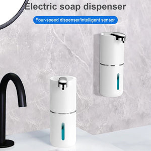 Touchless 380ml Electric Soap Dispenser – Wall Mounted, USB Rechargeable, Infrared Sensor Foam Pump