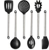 Silicone Kitchen Utensils Set – Heat-Resistant Scoop Shovel Kit | 5–9 Piece Non-Scratch Cooking Tools (Black/Gray)
