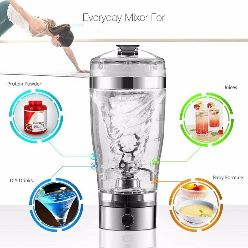 Electric Protein Shake Stirrer USB Blender Bottle | Rechargeable Shaker Cup for Milk, Coffee & Fitness Drinks | 600ml Portable Mixer