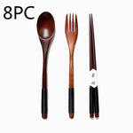 Natural Wooden Spoon & Fork Set Eco-Friendly Ironwood & Nanmu Cooking Utensils for Kitchen Use