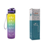 1L Motivational Tritan Water Bottle with Time Marker – Leakproof, BPA-Free, Bounce Cover, Fruit Infuser | Fitness, Gym, Sports