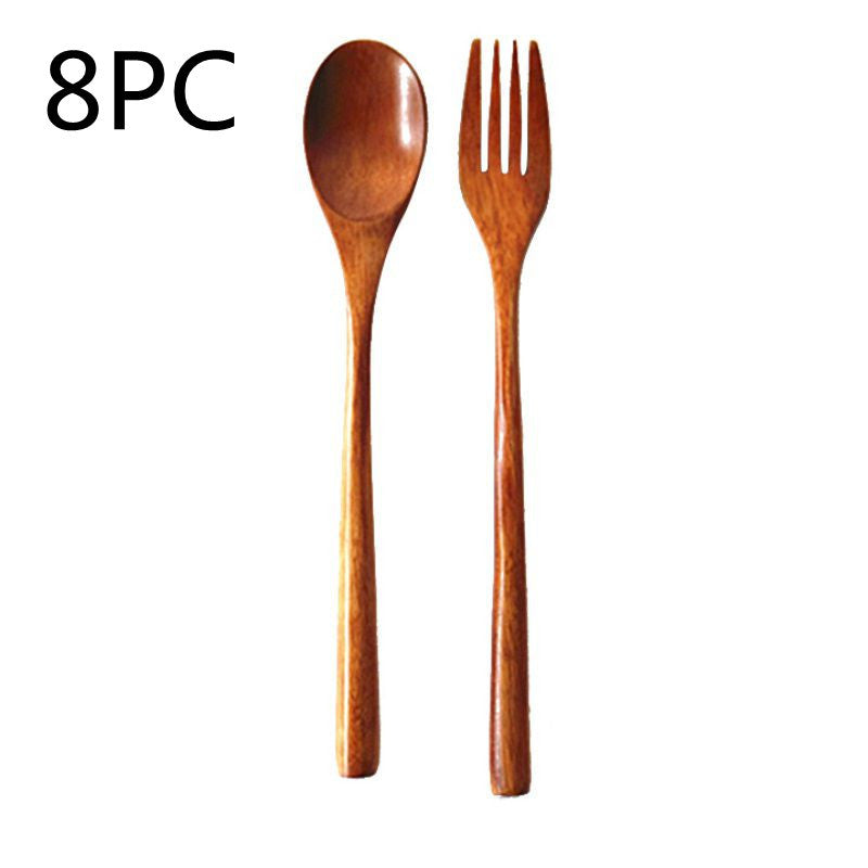 Natural Wooden Spoon & Fork Set Eco-Friendly Ironwood & Nanmu Cooking Utensils for Kitchen Use