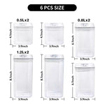 6PCS Easy Lock Food Storage Container Set – Airtight Plastic Jars for Flour, Sugar & Pantry Organization (0.5L–1.2L)