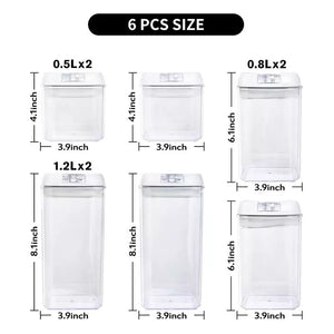 6PCS Easy Lock Food Storage Container Set – Airtight Plastic Jars for Flour, Sugar & Pantry Organization (0.5L–1.2L)