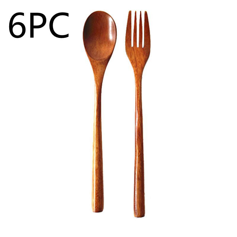 Natural Wooden Spoon & Fork Set Eco-Friendly Ironwood & Nanmu Cooking Utensils for Kitchen Use