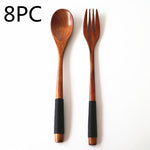 Natural Wooden Spoon & Fork Set Eco-Friendly Ironwood & Nanmu Cooking Utensils for Kitchen Use