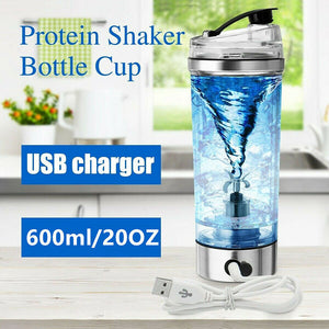 Electric Protein Shake Stirrer USB Blender Bottle | Rechargeable Shaker Cup for Milk, Coffee & Fitness Drinks | 600ml Portable Mixer