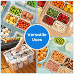2Pack Airtight Fruit Storage Containers with 8 Removable Colanders | 4 Compartment Vegetable & Food Organizer for Fridge & Picnic