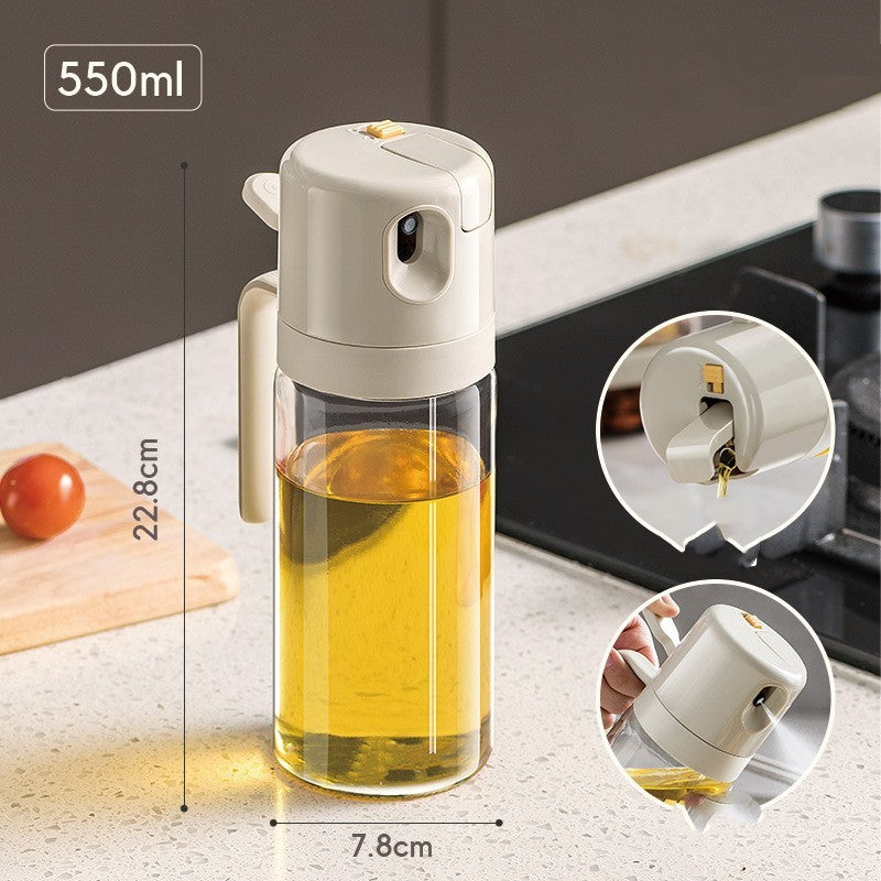 2 In 1 Oil Sprayer Bottle | Dual-Mode Olive Oil Dispenser & Mister for Cooking, BBQ, Baking & Salad | 550ml Glass Kitchen Tool