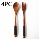 Natural Wooden Spoon & Fork Set Eco-Friendly Ironwood & Nanmu Cooking Utensils for Kitchen Use