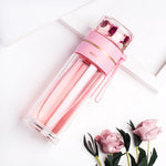 Glass Water Bottle with Tea Infuser – Double Wall, Leakproof, Heat-Resistant, Tea Separation Design | 400–450ML Travel Cup