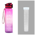 1L Motivational Tritan Water Bottle with Time Marker – Leakproof, BPA-Free, Bounce Cover, Fruit Infuser | Fitness, Gym, Sports