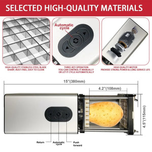 Electric French Fry Cutter with Stainless Steel Blades – Potato, Carrot, Vegetable Slicer for Home & Commercial Use