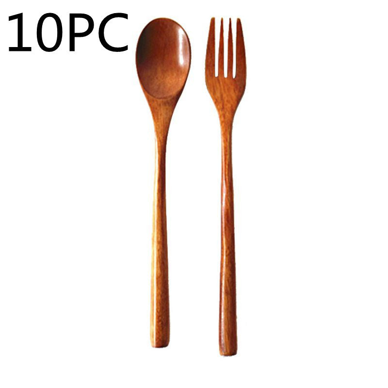 Natural Wooden Spoon & Fork Set Eco-Friendly Ironwood & Nanmu Cooking Utensils for Kitchen Use