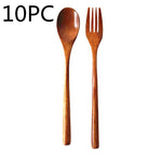 Natural Wooden Spoon & Fork Set Eco-Friendly Ironwood & Nanmu Cooking Utensils for Kitchen Use
