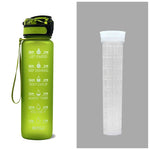 1L Motivational Tritan Water Bottle with Time Marker – Leakproof, BPA-Free, Bounce Cover, Fruit Infuser | Fitness, Gym, Sports