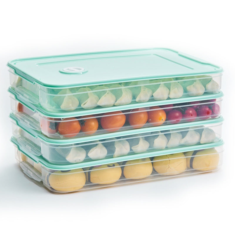Large Food Storage Container Portable PP Dumpling Box, Stackable & Airtight